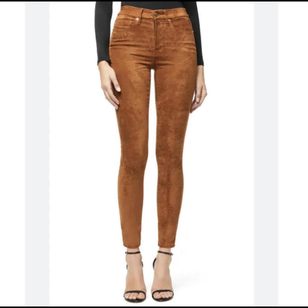 GOOD AMERICAN brown vegan suede good legs skinny pants